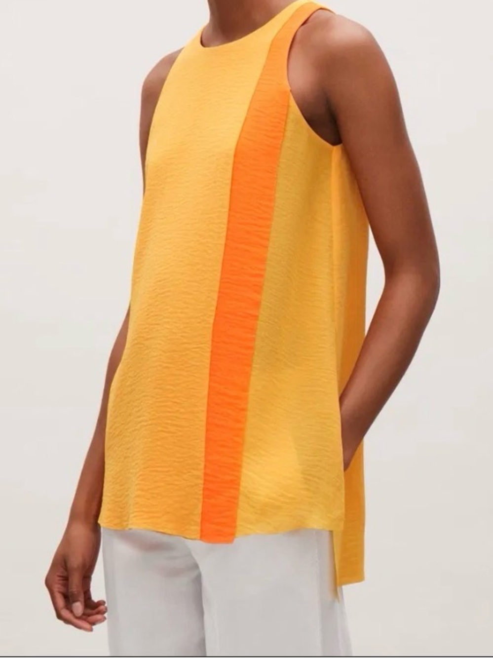 COS Sleeveless Drape Two-Tone Orange Shift Tank Size 12
